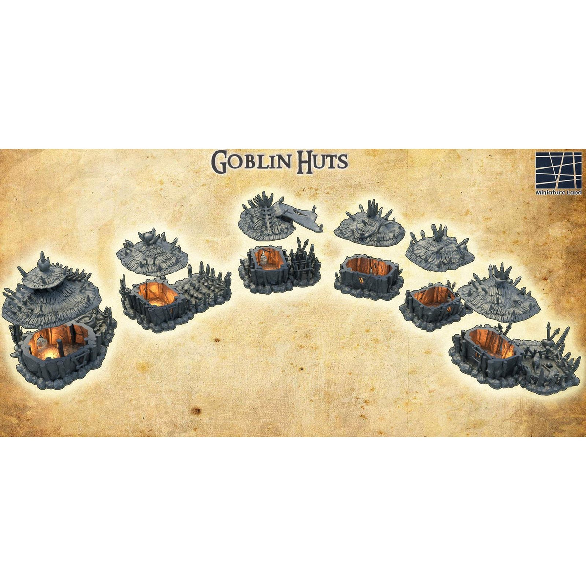 Goblin Huts DND, Wargames Tabletop Terrain