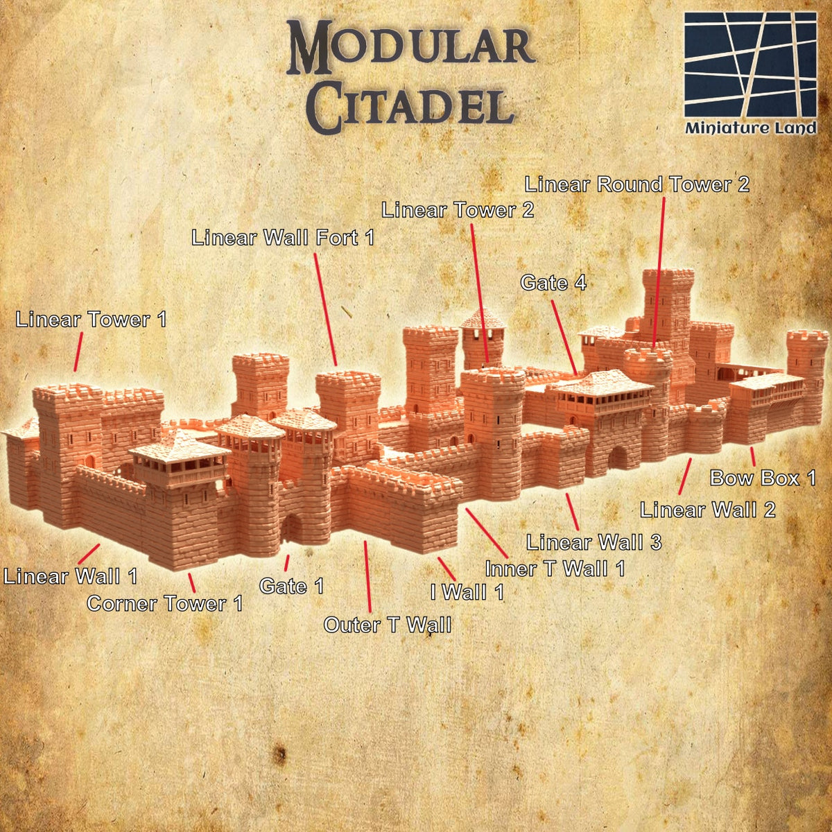 Medieval Modular Castle DND, Wargames Tabletop Terrain