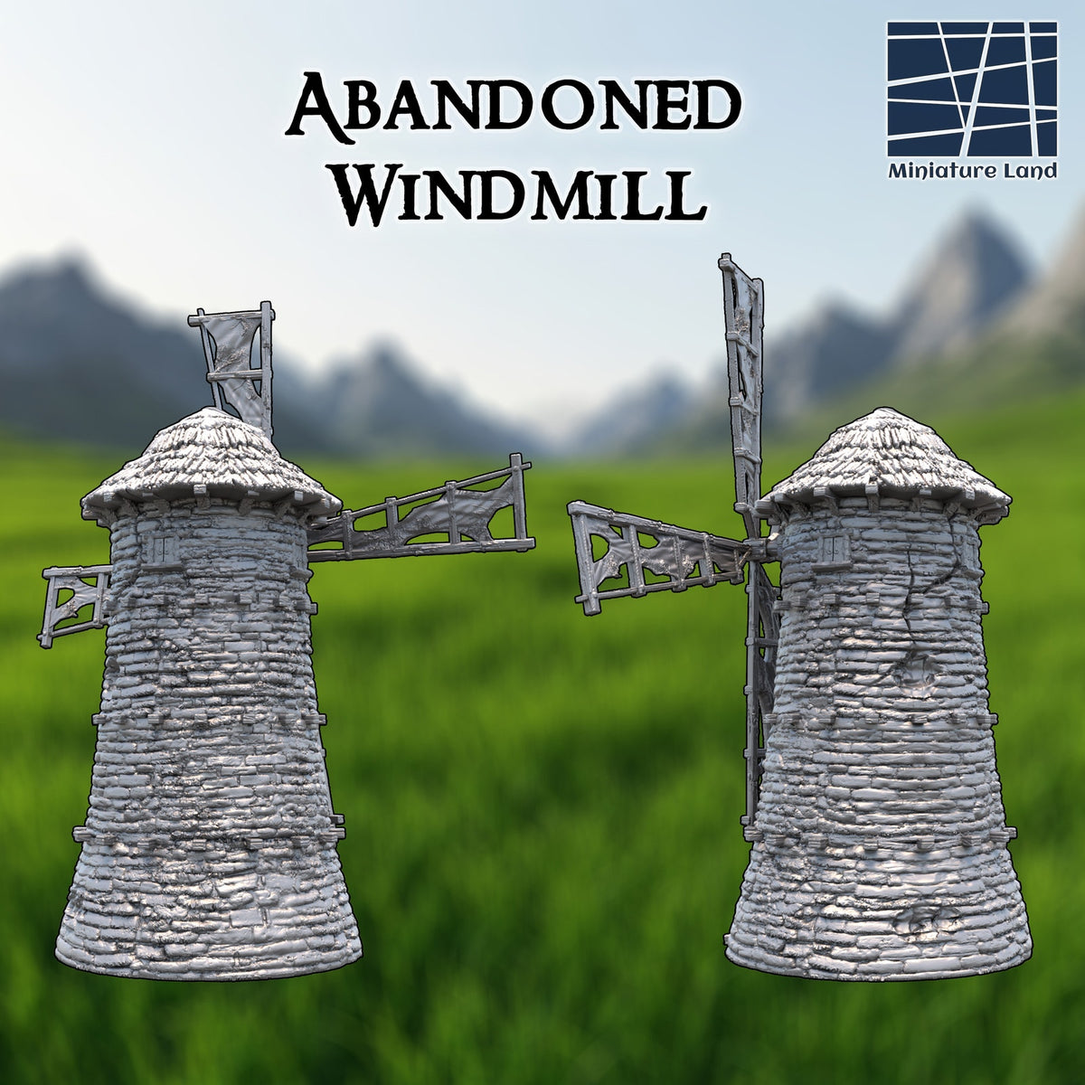 Medieval Abandoned Windmill DND, Wargames tabletop Terrain