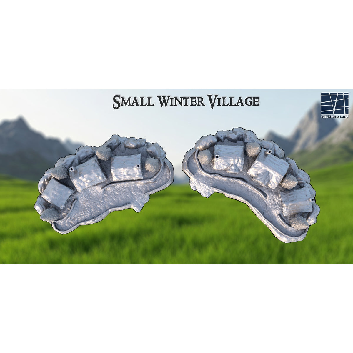 Small Winter Village DND, Wargames Tabletop Terrain
