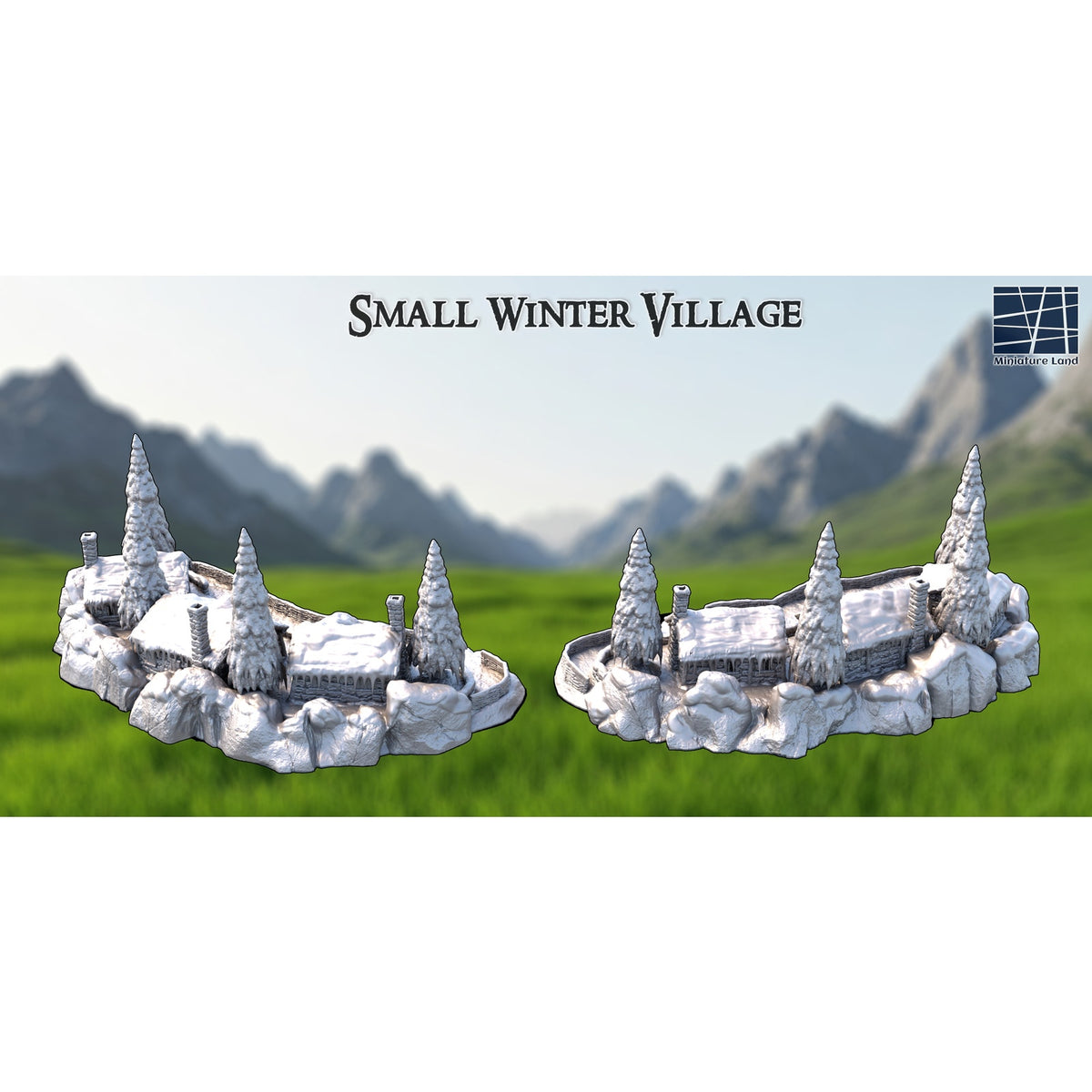 Small Winter Village DND, Wargames Tabletop Terrain