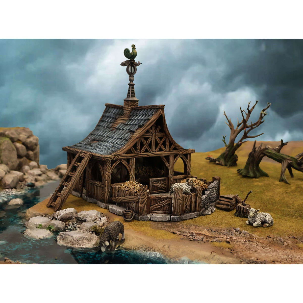 Medieval Sheep Barn DND Fantasy Farm Terrain