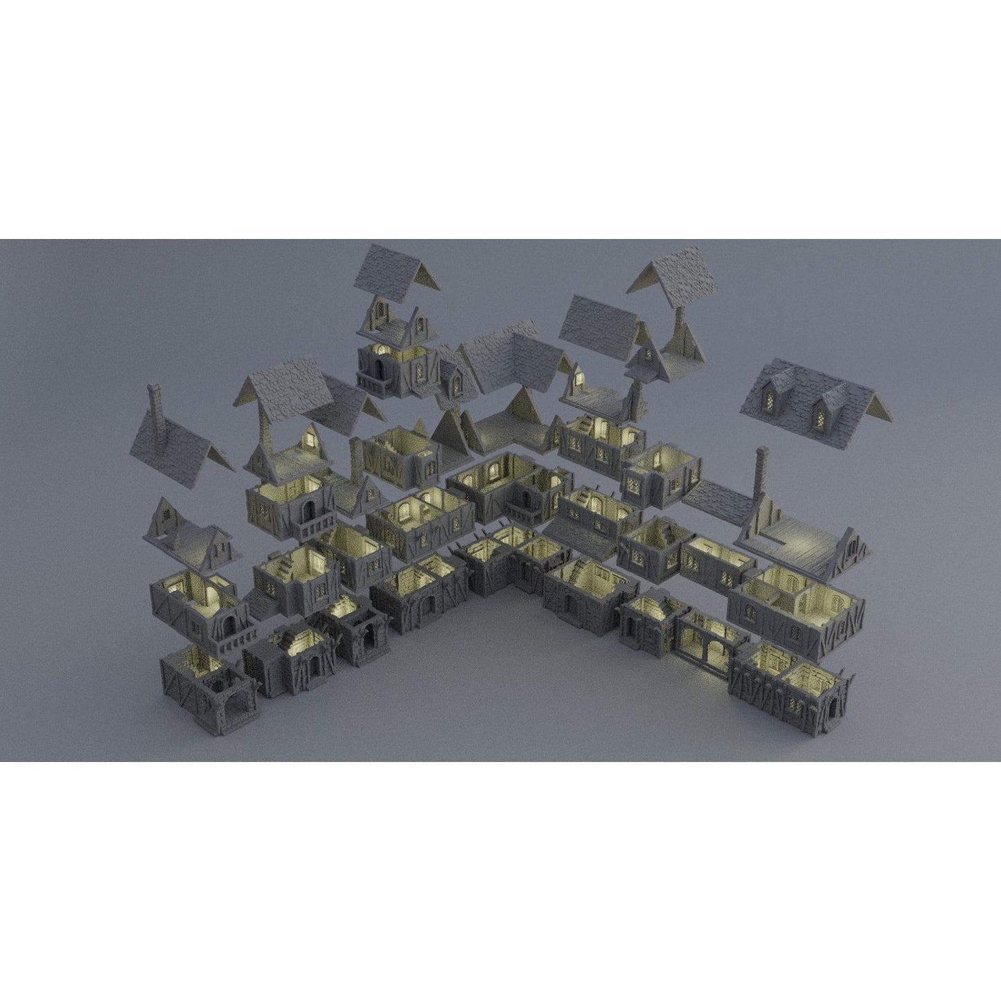 Medieval Town Houses Tabletop Terrain- Terrain Fantasy for D&D, Warhammer 28MM