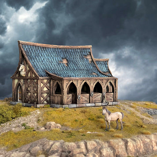 Medieval Horse Stable DND Fantasy Tabletop Terrain