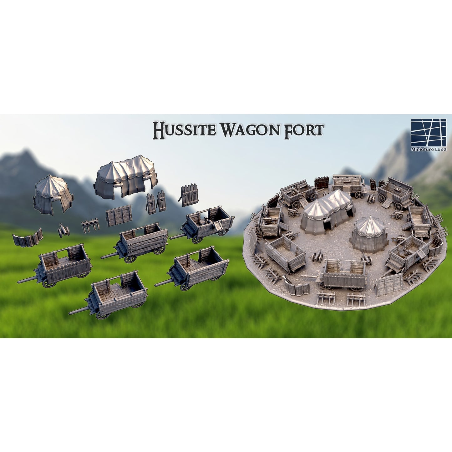 Hussite Wagon Fort Medieval Encampment DND Terrain 28mm