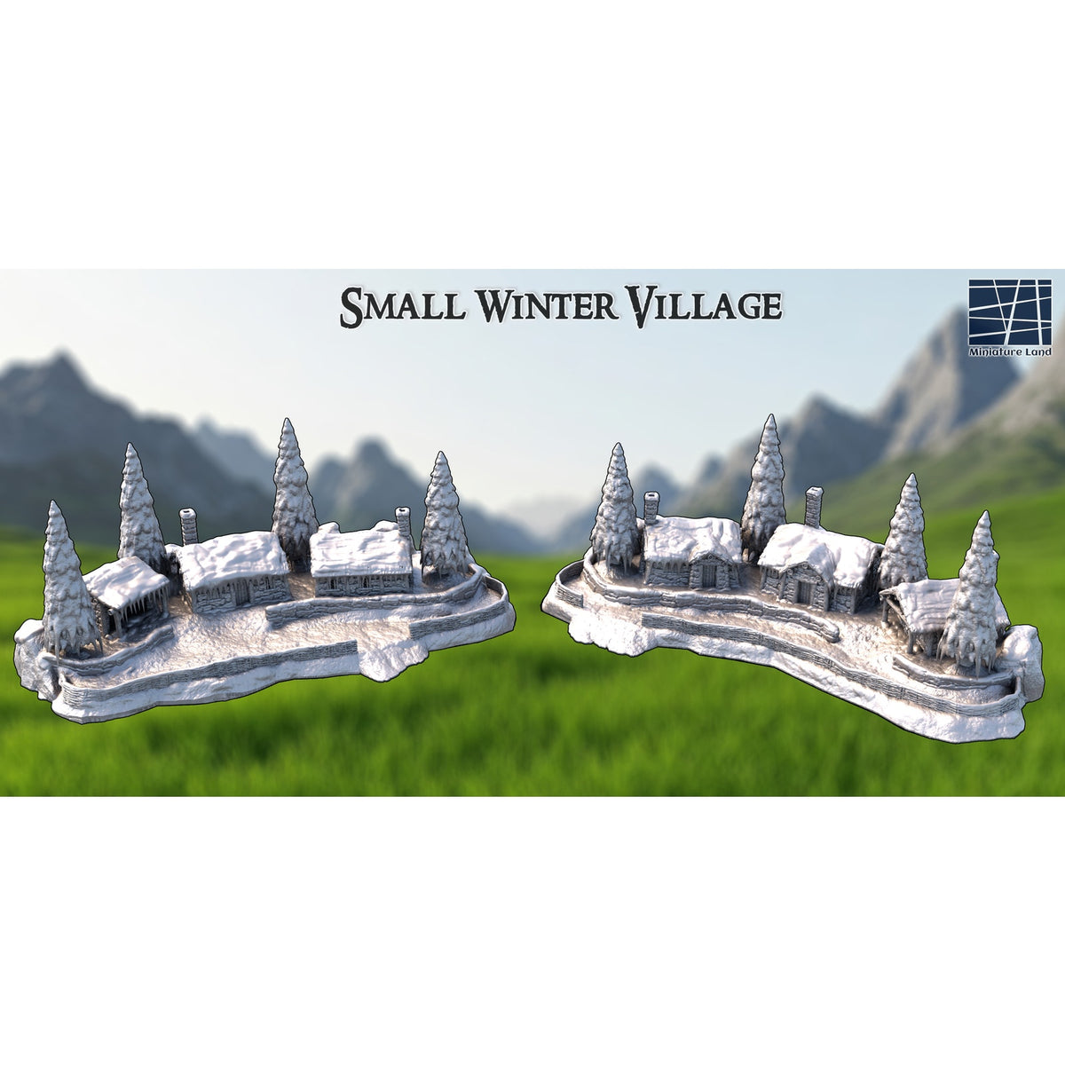 Small Winter Village DND, Wargames Tabletop Terrain