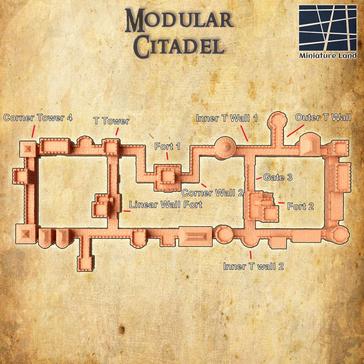 Medieval Modular Castle DND, Wargames Tabletop Terrain