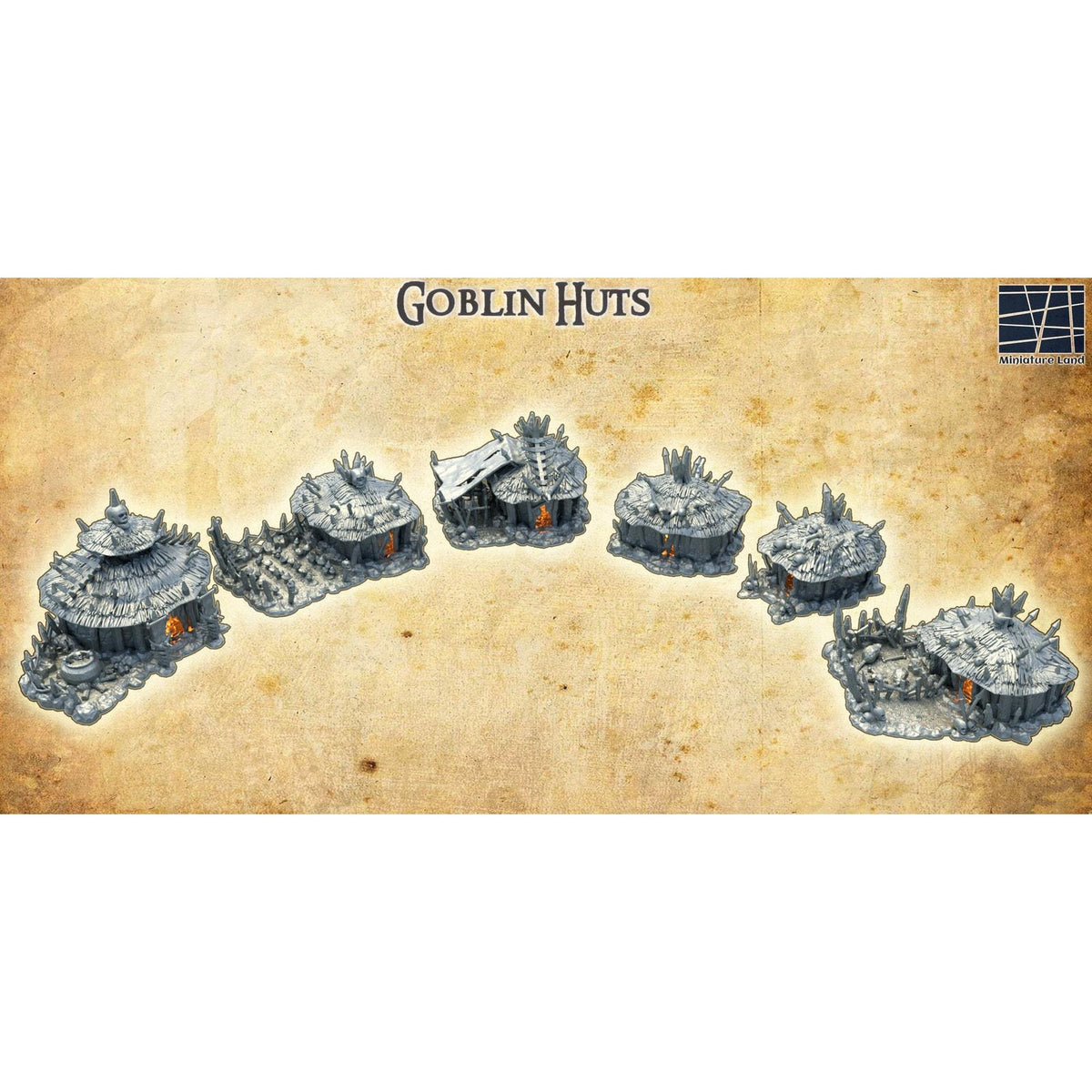 Goblin Huts DND, Wargames Tabletop Terrain