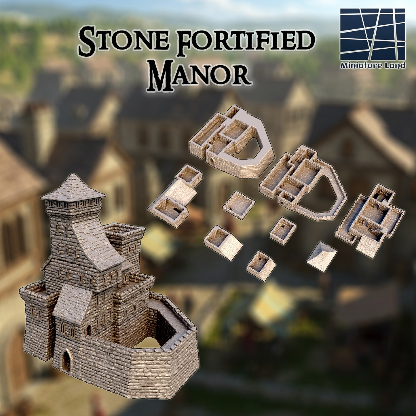 Stone Fortified Manor Medieval Castle DND Terrain 28mm
