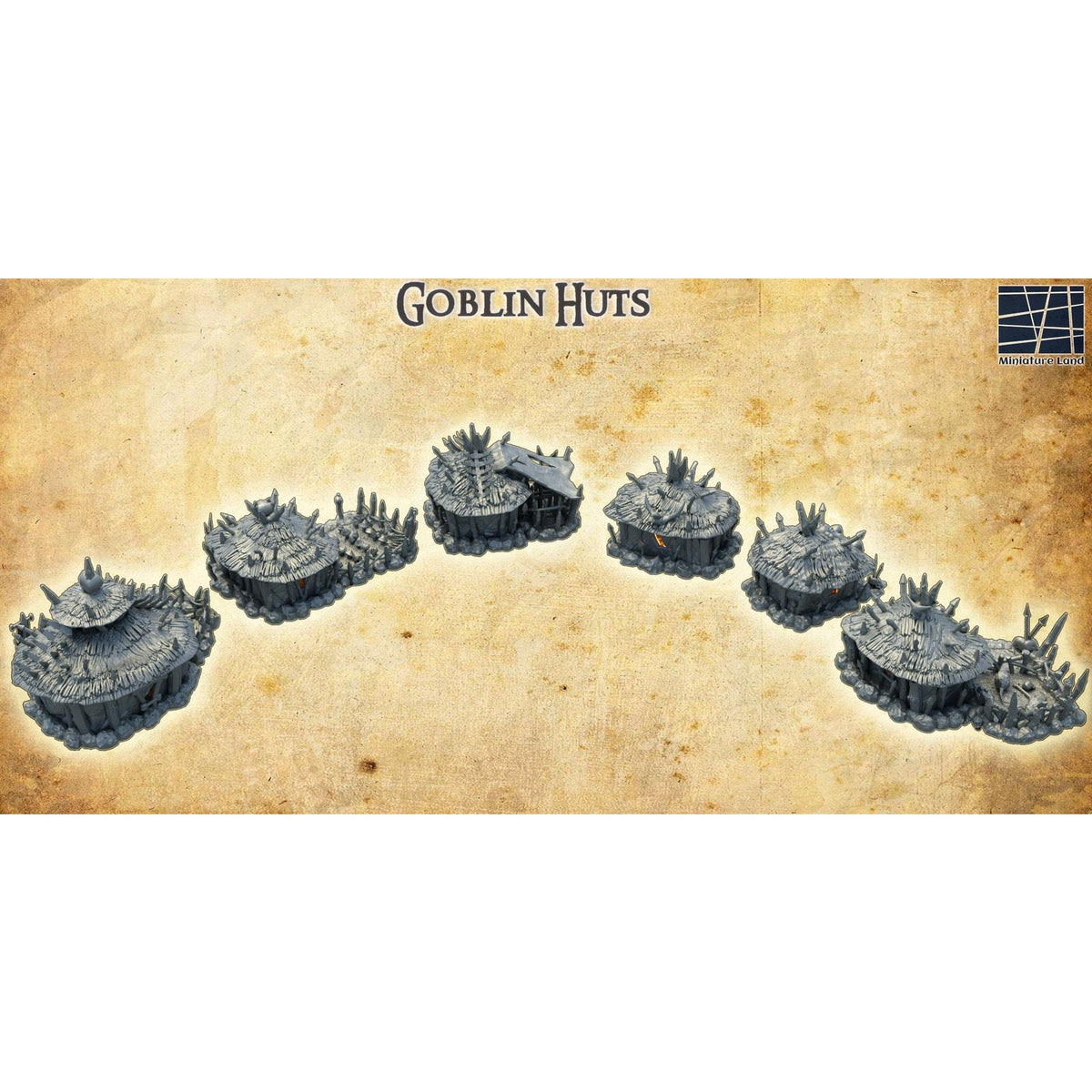 Goblin Huts DND, Wargames Tabletop Terrain