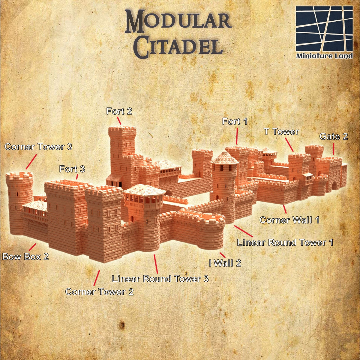 Medieval Modular Castle DND, Wargames Tabletop Terrain