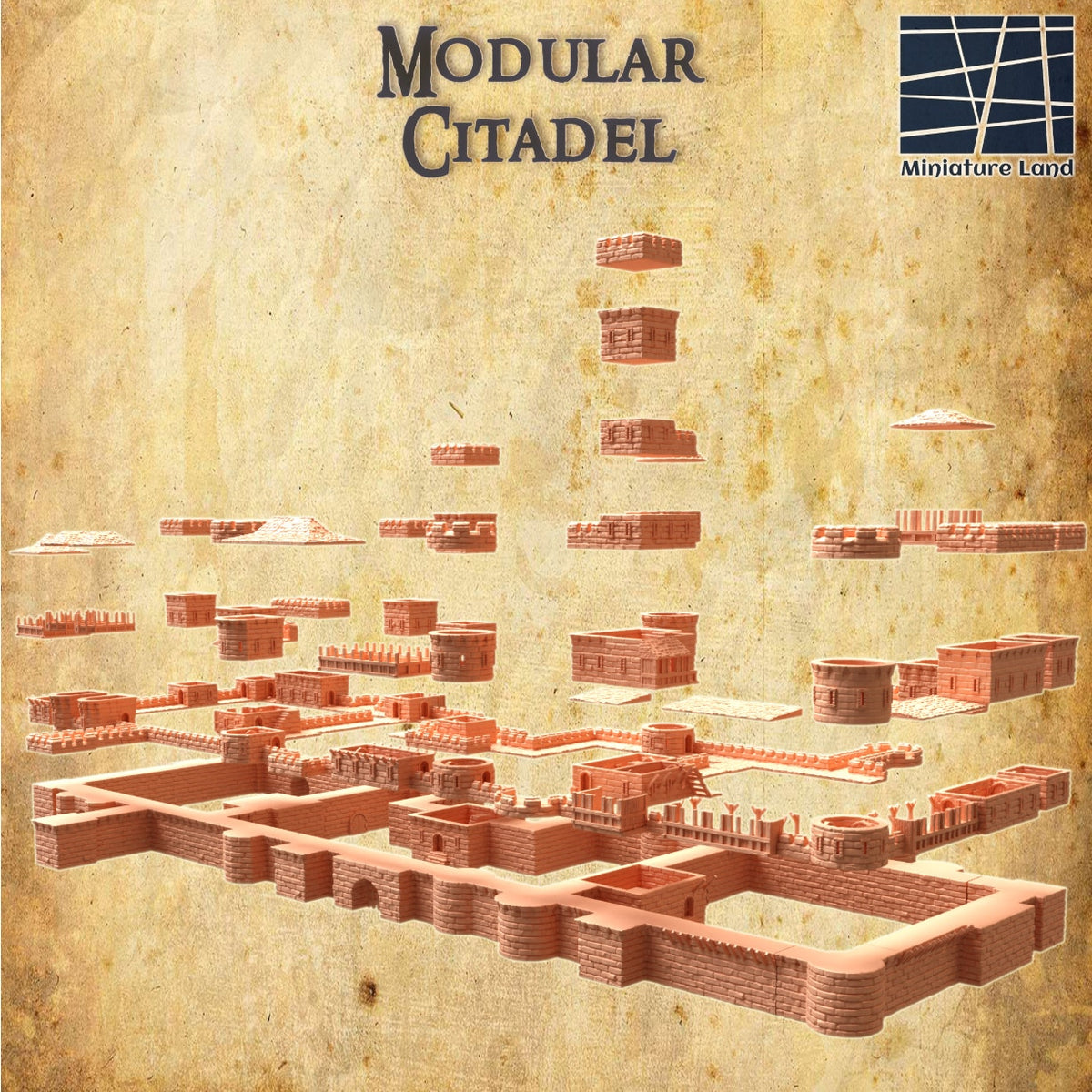 Medieval Modular Castle DND, Wargames Tabletop Terrain