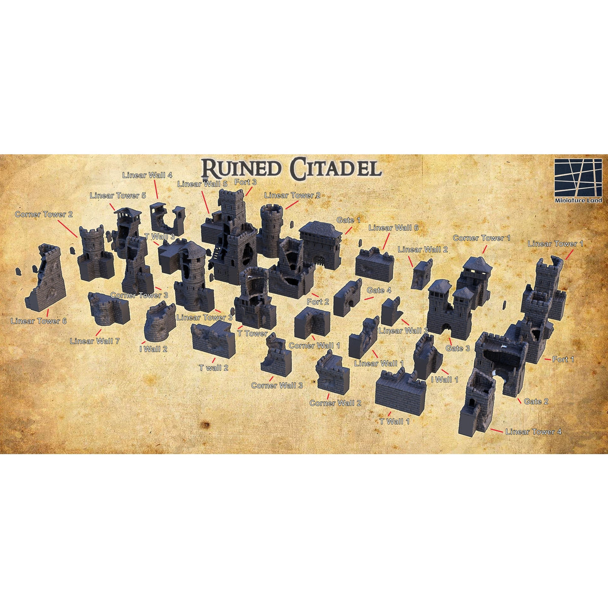 Ruined Citadel Modular Castle DND Tabletop Terrain
