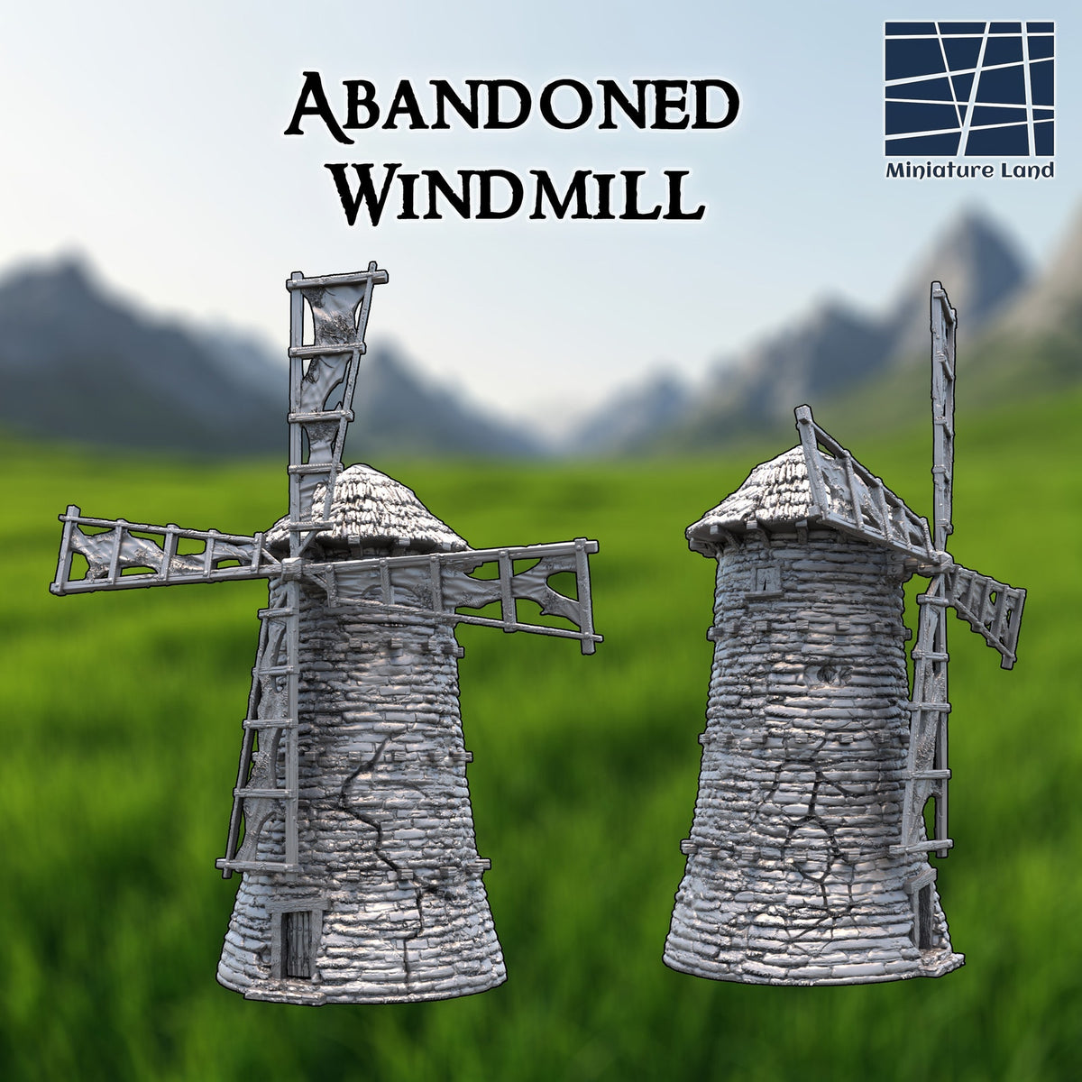 Medieval Abandoned Windmill DND, Wargames tabletop Terrain