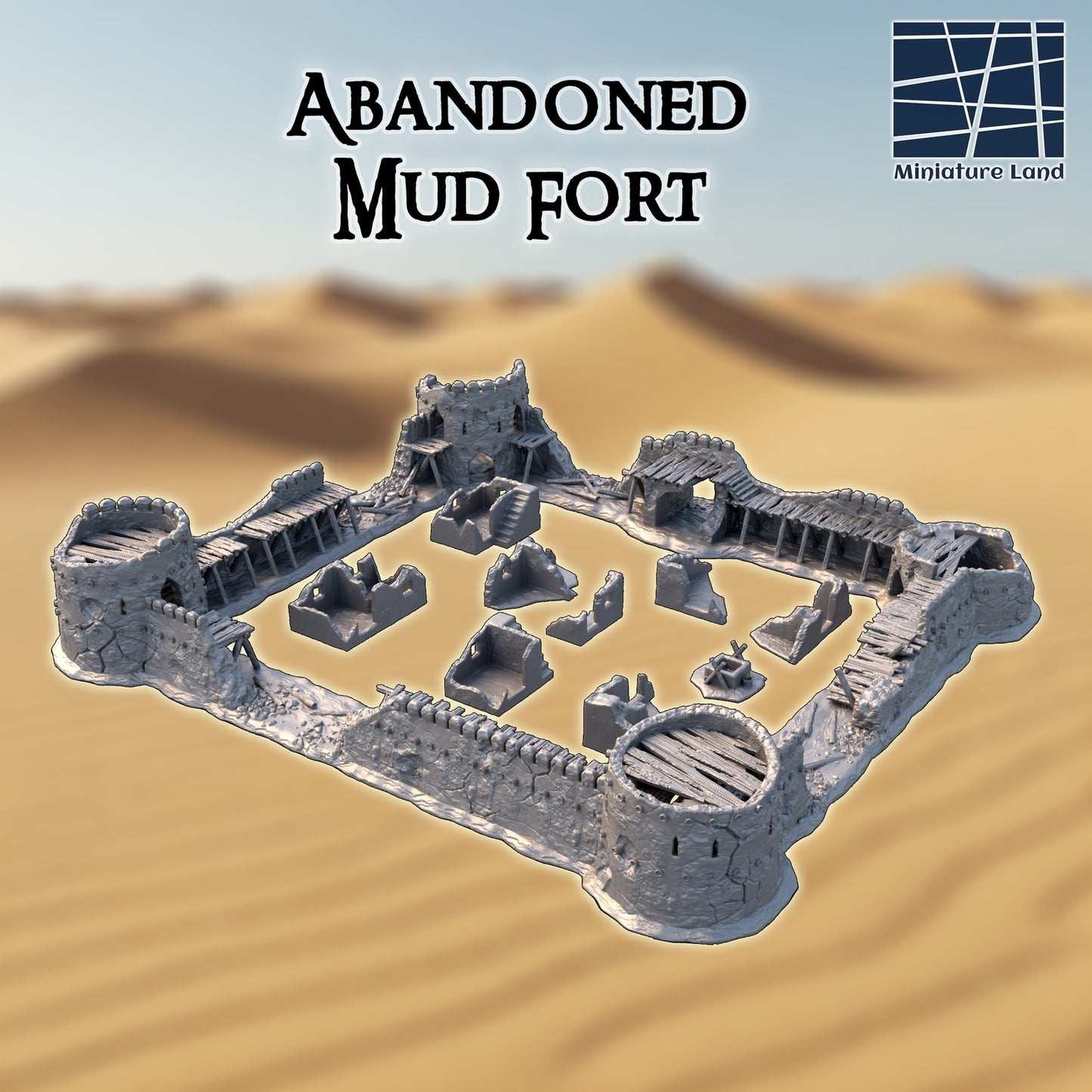 Abandoned Mud Fort Desert DND, Wargames Terrain